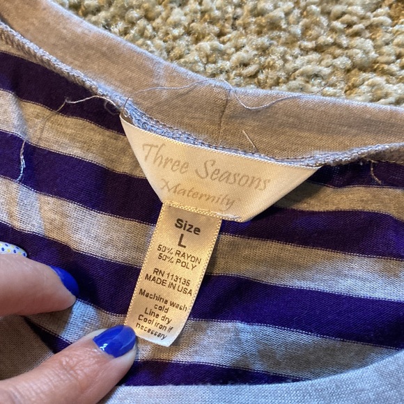 Three quarter length sleeves striped maternity tops - Picture 3 of 4